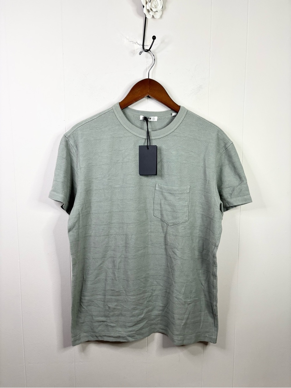 Buck Mason vapor green vintage jaquard pocket tee shirt size SM new